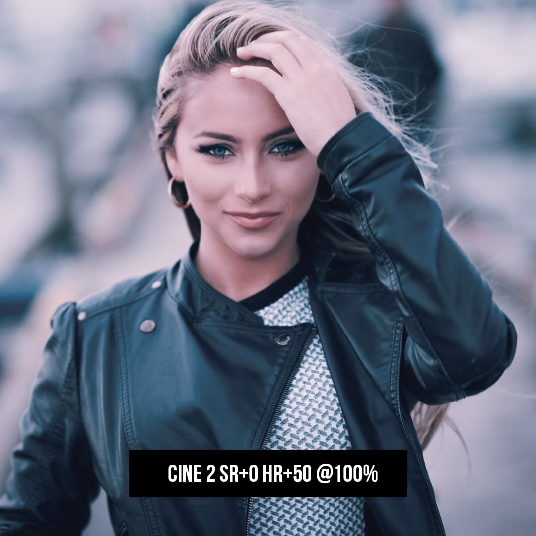 Cine 2 3D Lut Profile photo effect at 100%  with model woman